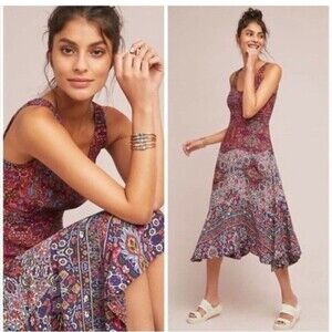 Maeve NWT Violette Floral NWT Printed Sleeveless Tank Boho Midi Dress 0